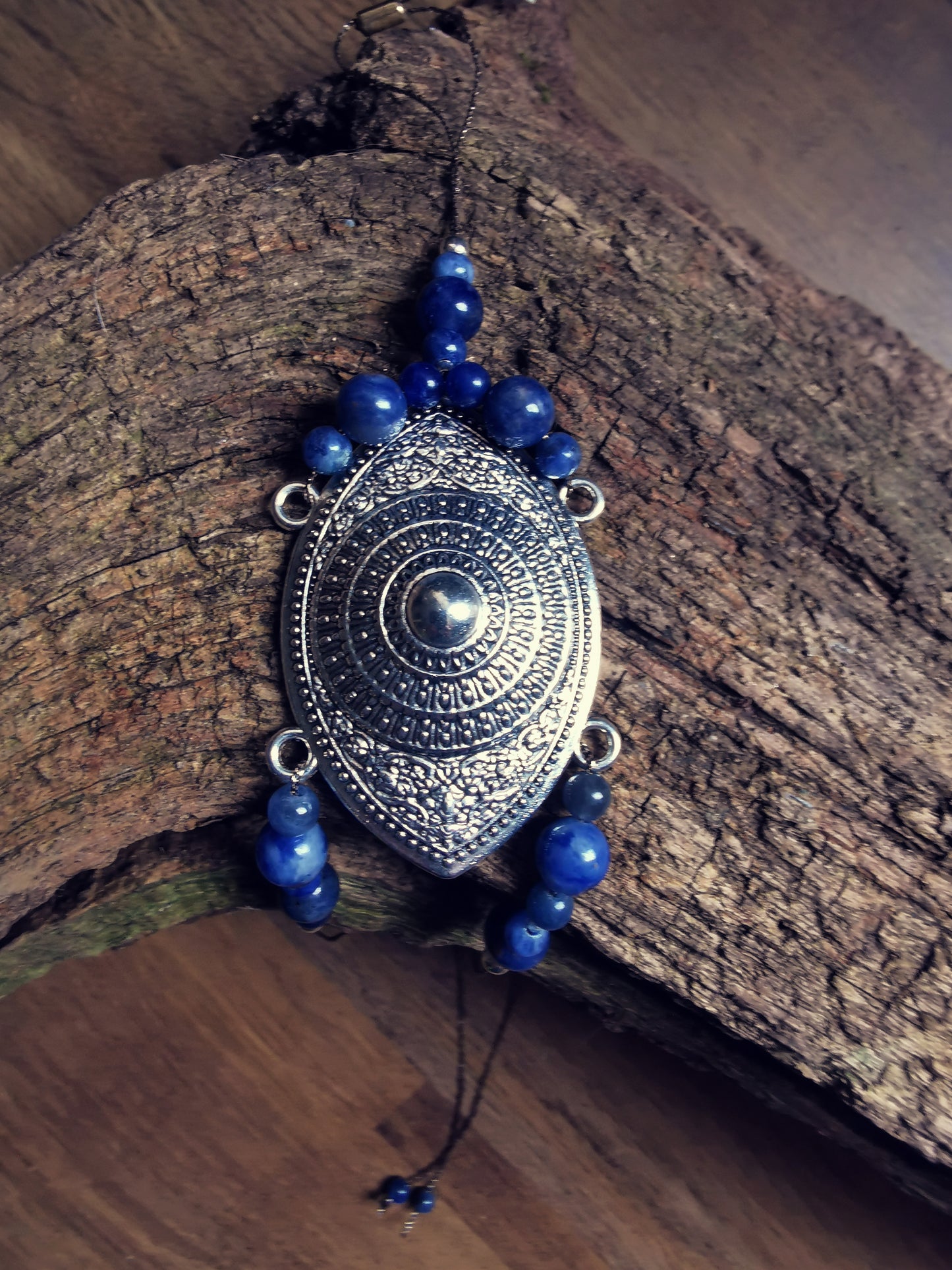 GAYA ELEMENTS – Ankle & Wrist Bracelet with Blue Sodalite and Decorative Zinc Alloy Accent