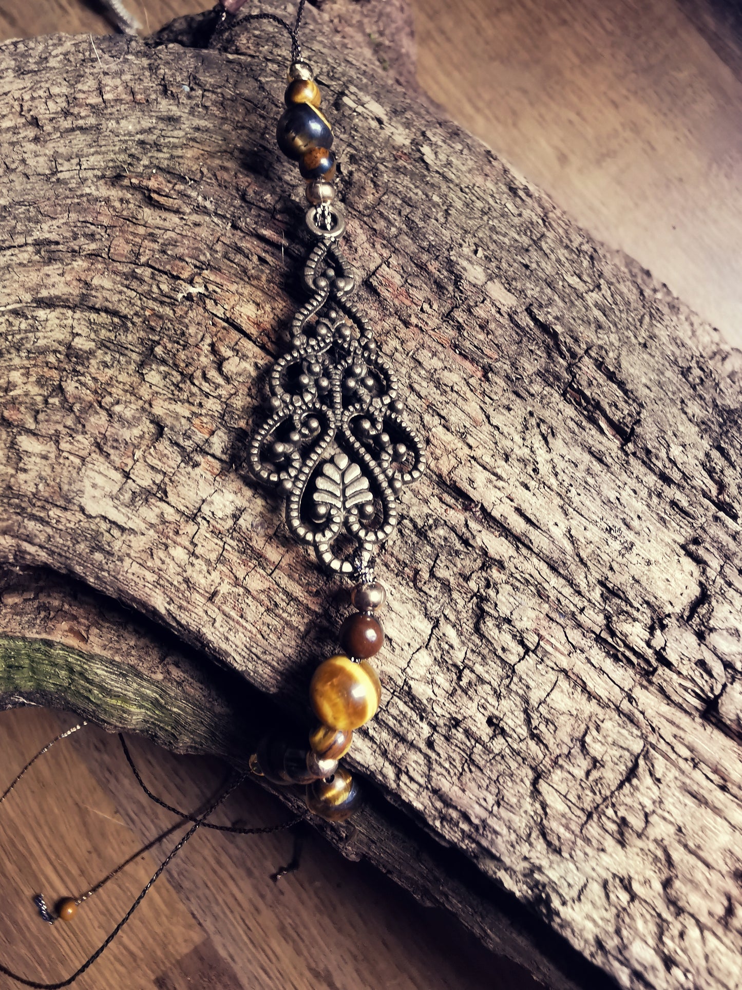 GAYA ELEMENTS – Ankle & Wrist Bracelet with Tiger Eye and Brass Ornament