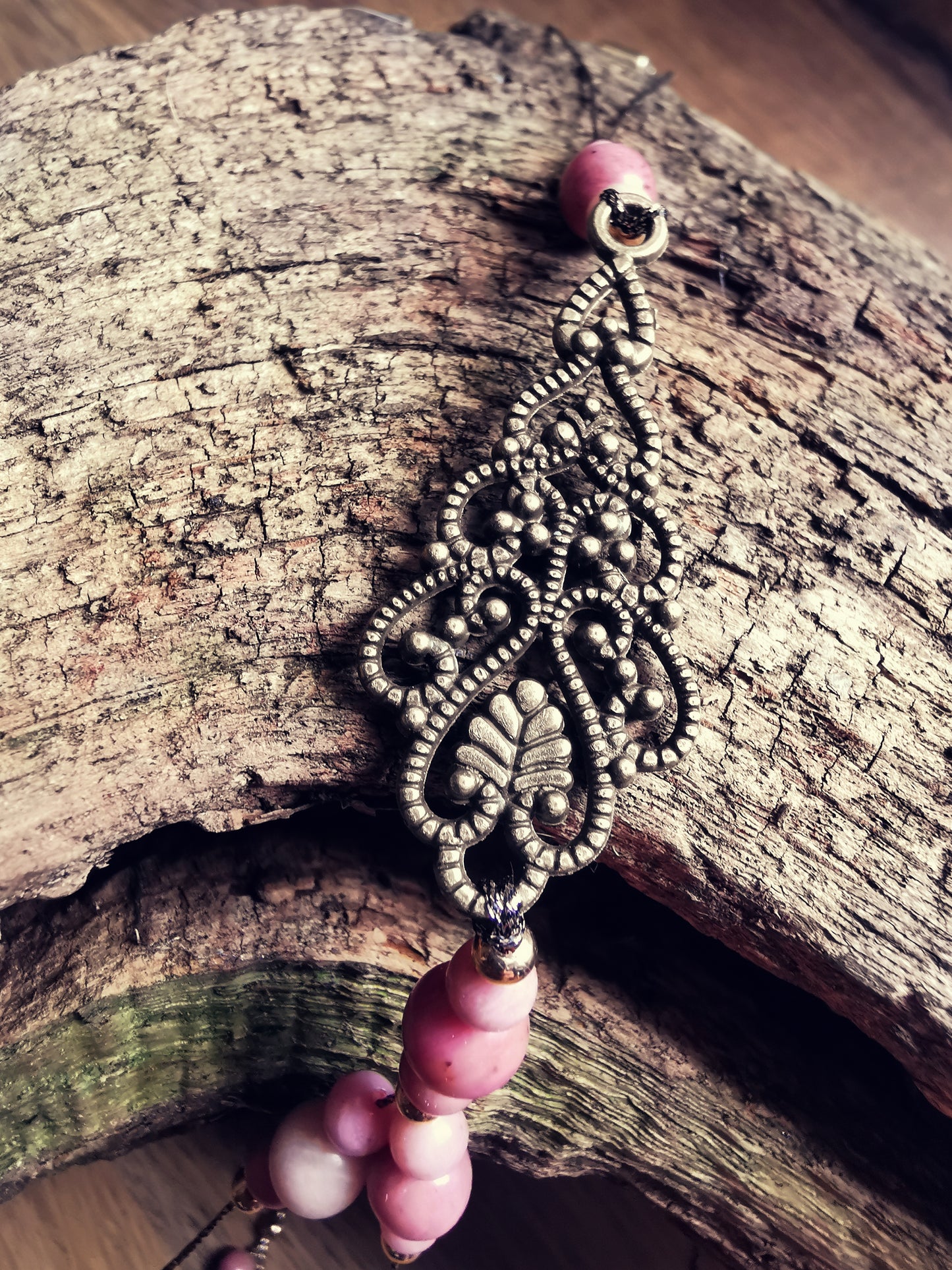 GAYA ELEMENTS – Ankle & Wrist Bracelet with Rhodochrosite and Brass Details