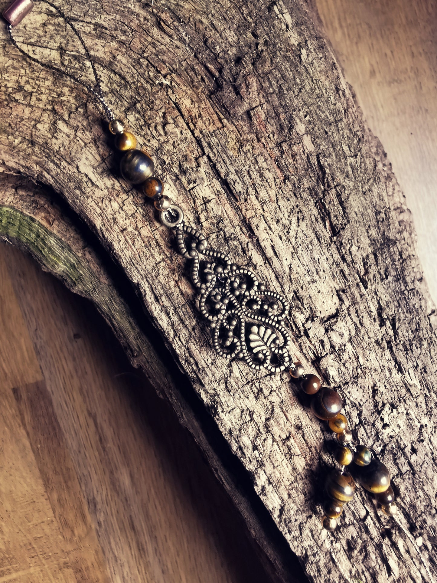 GAYA ELEMENTS – Ankle & Wrist Bracelet with Tiger Eye and Brass Ornament