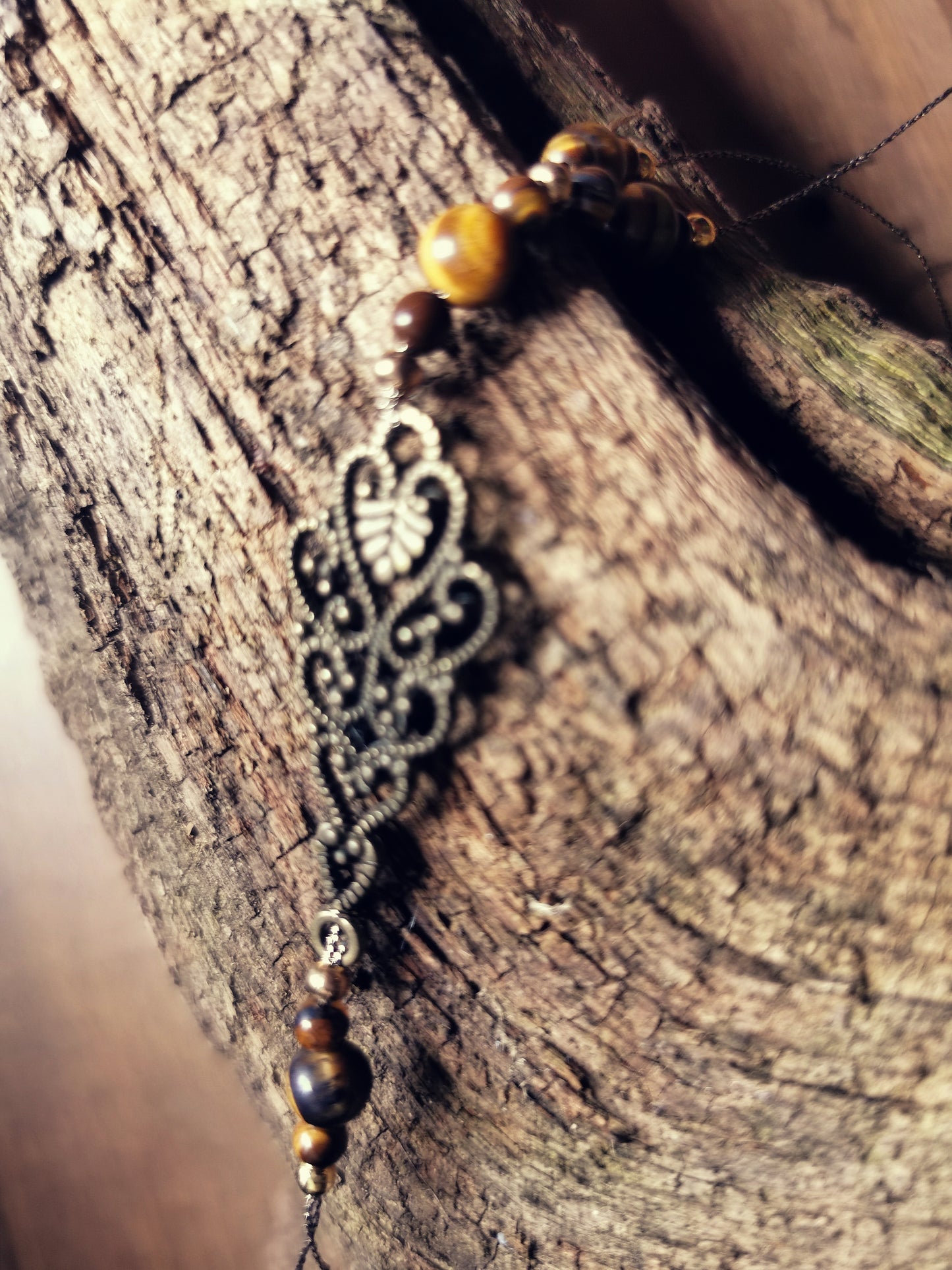 GAYA ELEMENTS – Ankle & Wrist Bracelet with Tiger Eye and Brass Ornament