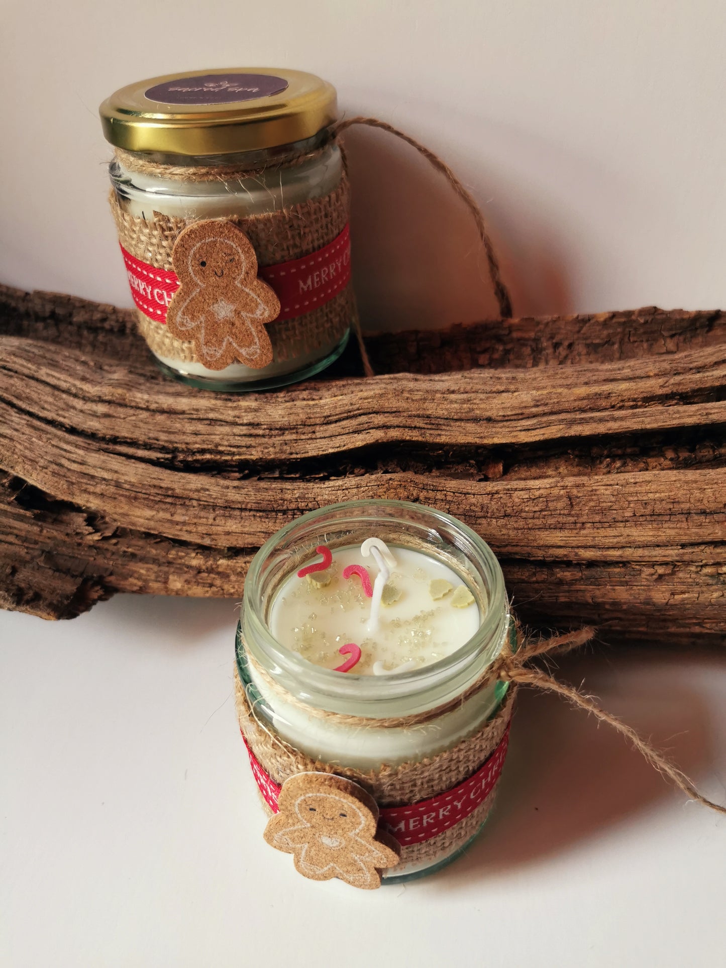 Gingerbread Man Rustic Candle