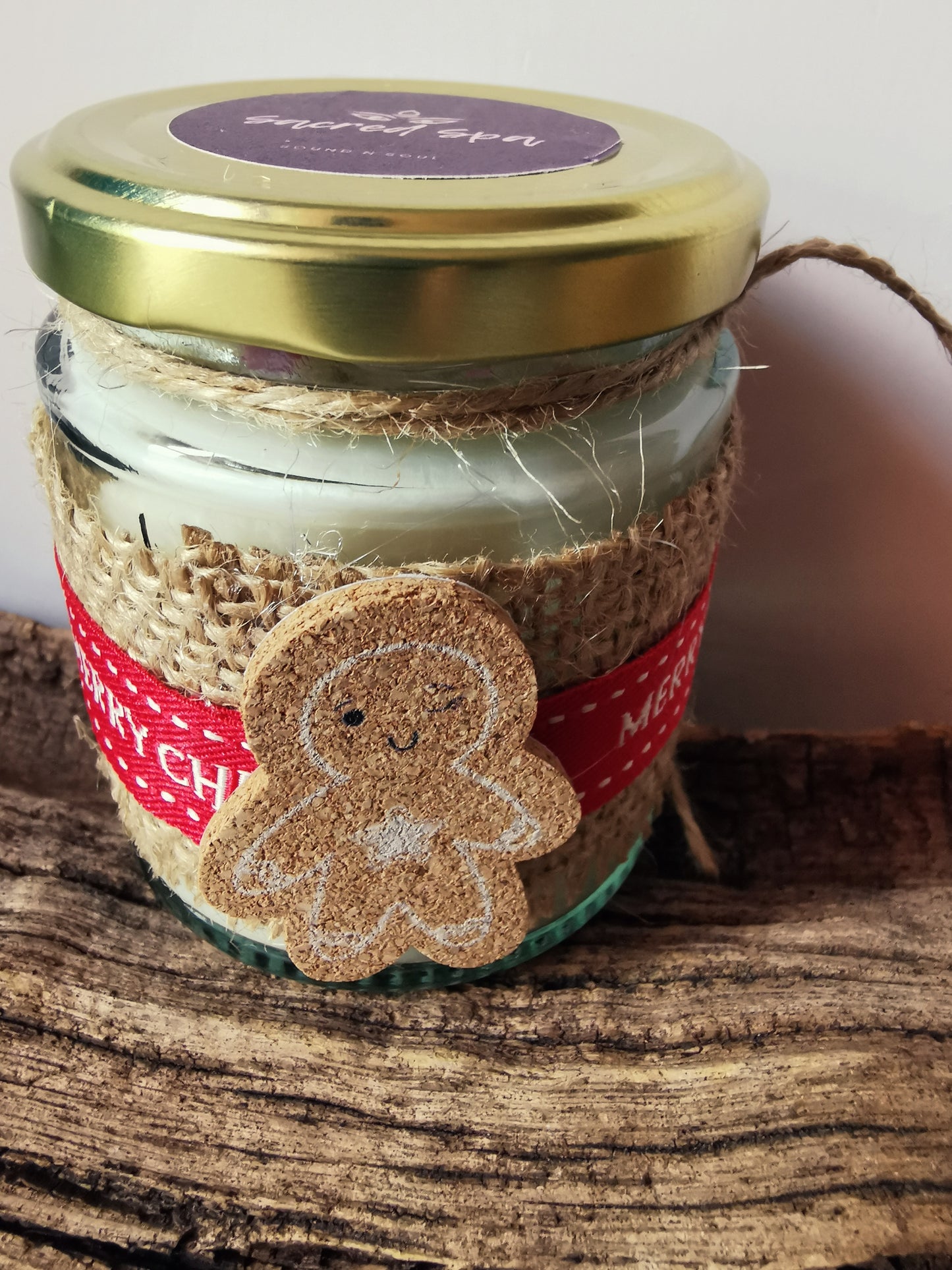 Gingerbread Man Rustic Candle