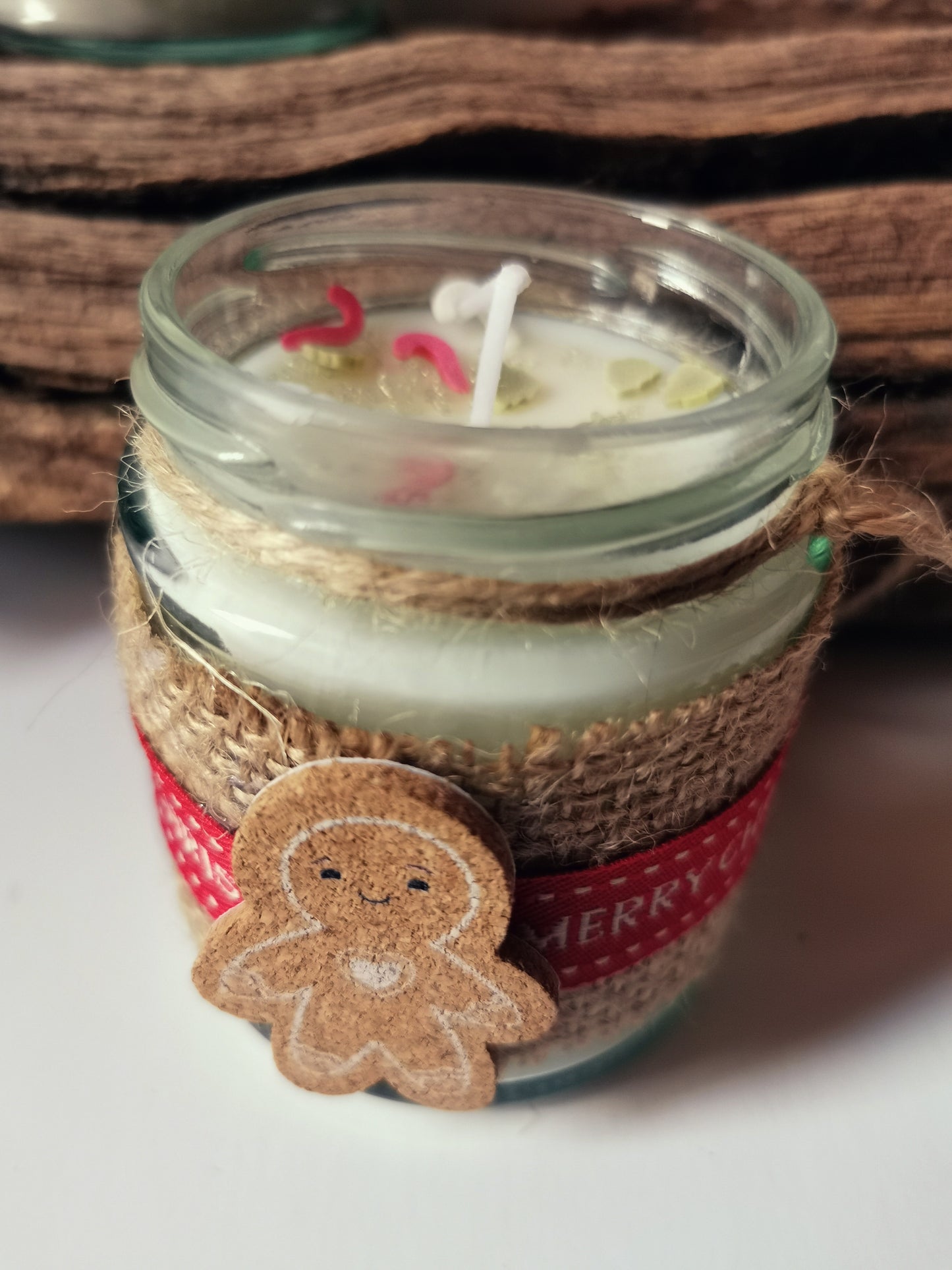 Gingerbread Man Rustic Candle